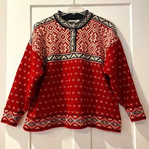 L.L. Bean Red and White Patterned Sweater